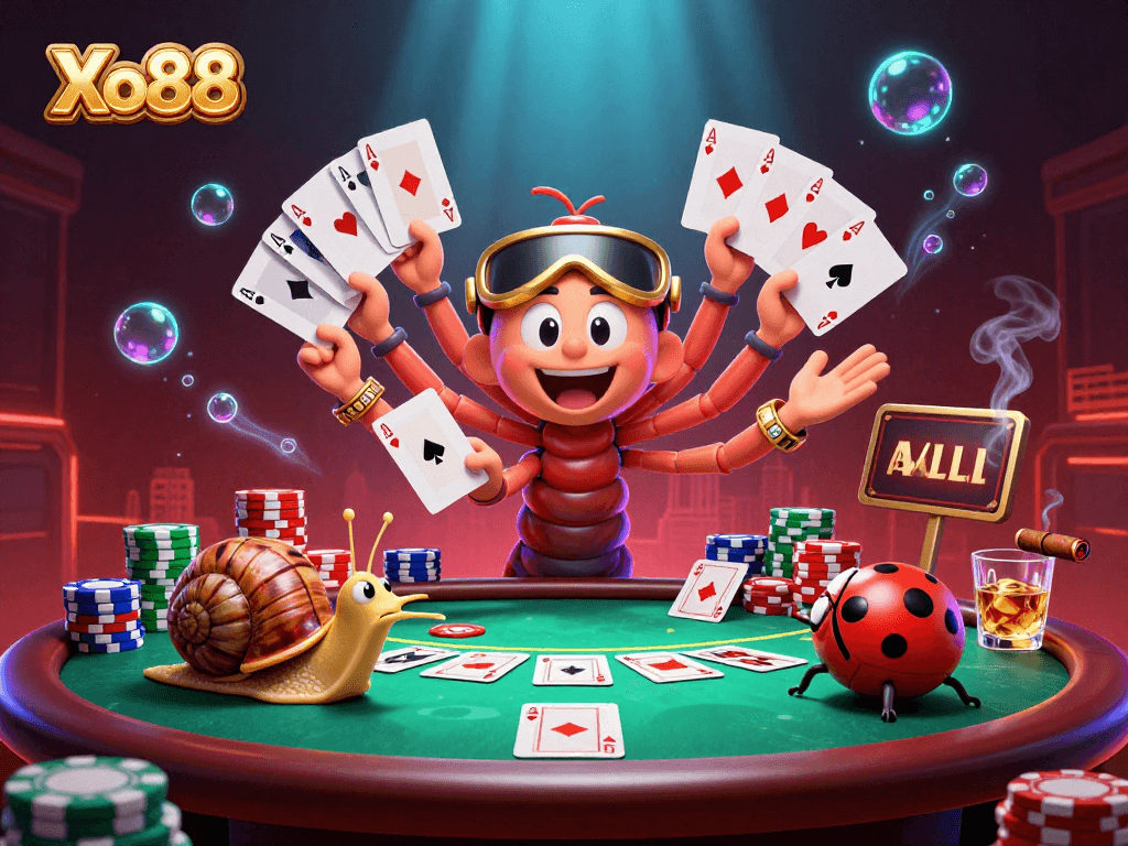Xo88 enhances your gaming experience with vibrant illustrations featuring lively dealer characters and poker action.