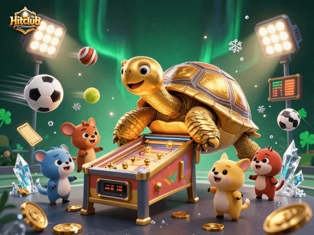 Hitclub offers a vibrant scene of excitement with cheerful characters engaging in fun betting activities, set against dynamic sports elements.