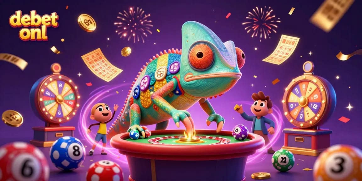Join the fun at debet onl with vibrant colors and dynamic lottery games in an exciting casino scene.