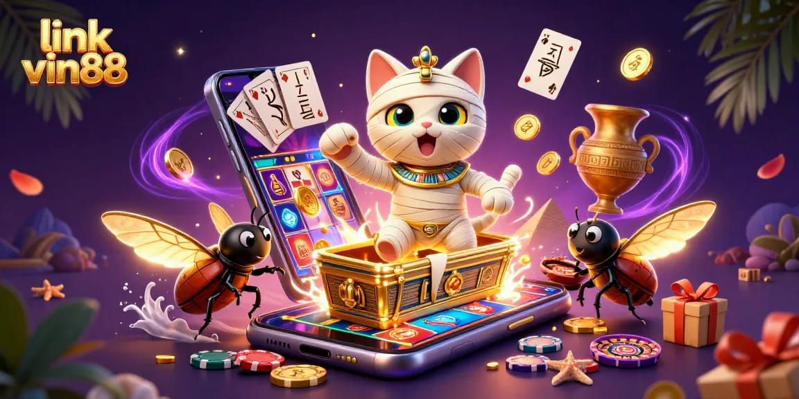 Engage with thrilling gameplay through link vin88 featuring a vibrant casino scene packed with dynamic characters.