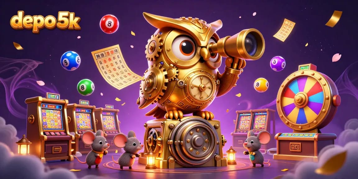 Engage in the thrilling action at depo 5k with a golden owl scanning slot machines.