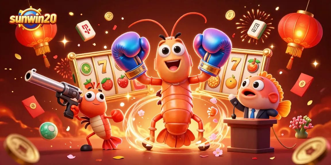Experience the thrill of winning at sunwin20 with vibrant casino elements in a dynamic 3D scene.