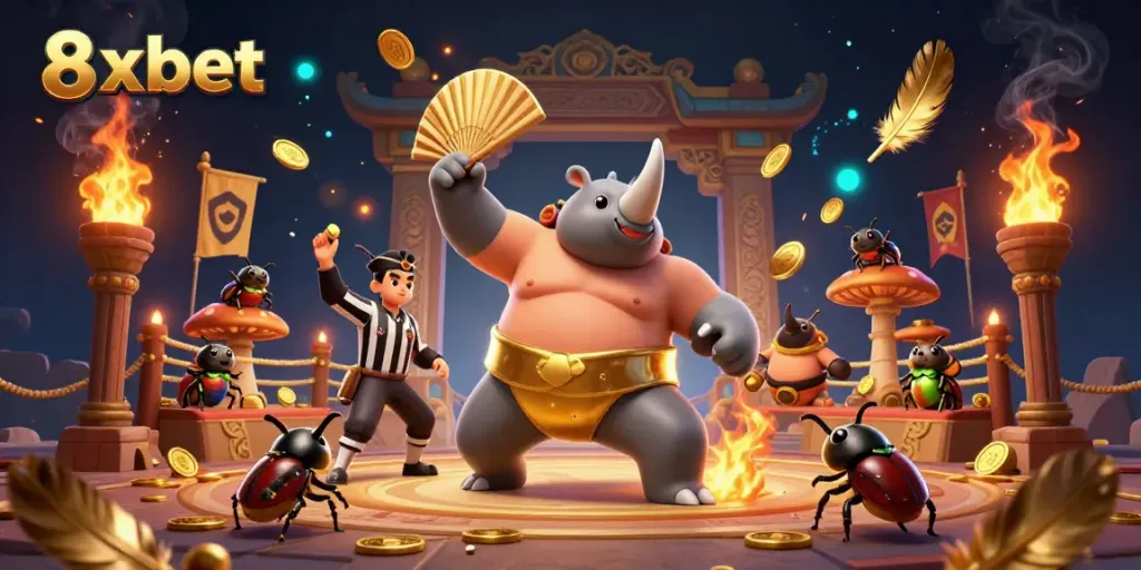 Experience thrilling gameplay at 8xbet with our dynamic sumo champion beetle animation, showcasing exciting betting action!