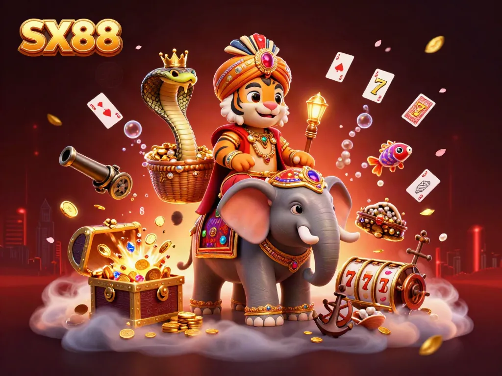Engage in thrilling slot adventures with SX88, featuring vibrant 3D elements and action-packed visuals.