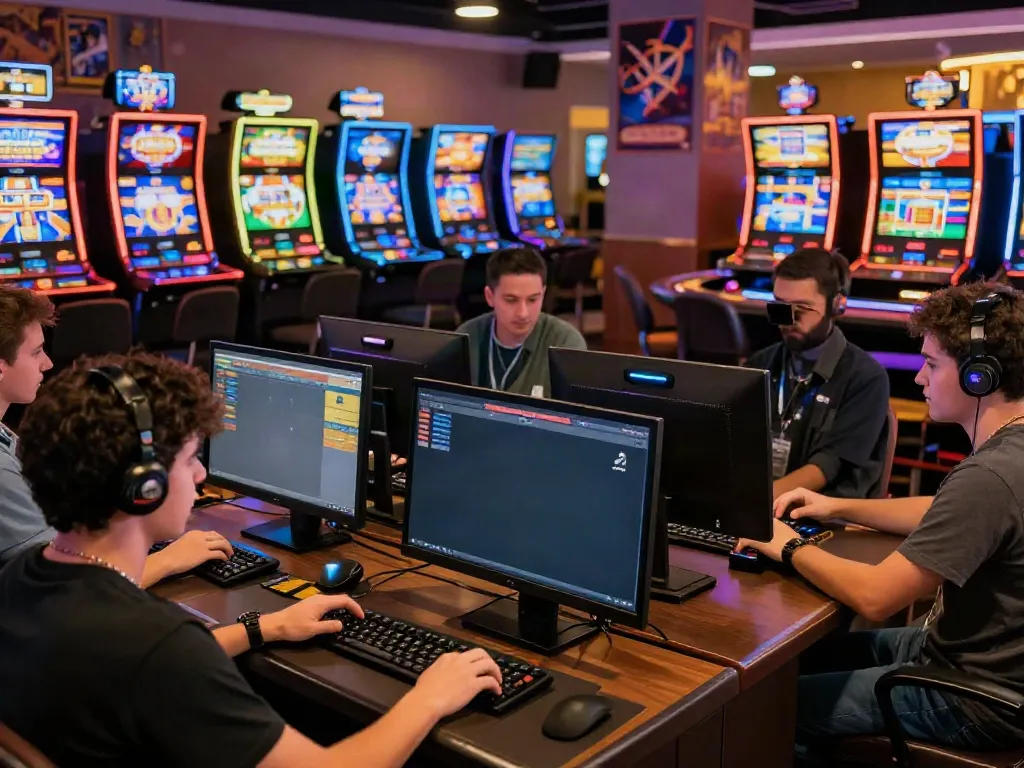 Players at credit card casino sites enjoying games with vibrant lighting and engaging setups.