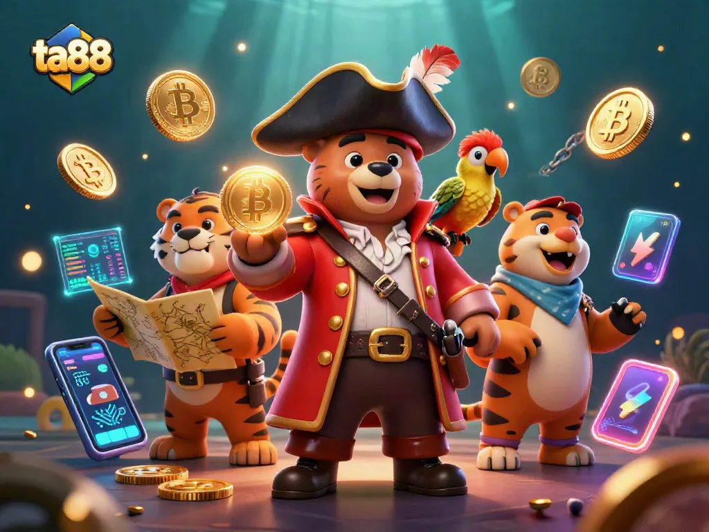 Experience thrilling gameplay with ta88 in a vibrant 3D pirate-themed casino scene full of adventure.