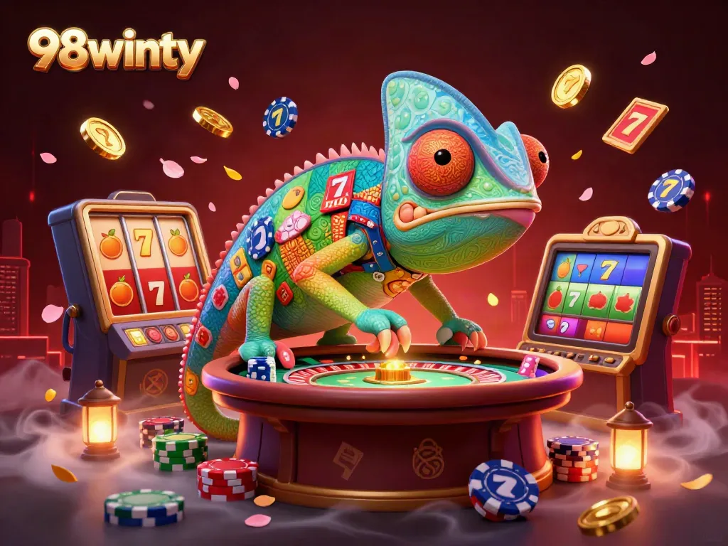 Bet on thrilling slots with 98winty, where vibrant chameleon charm meets jackpot excitement in a lively casino.