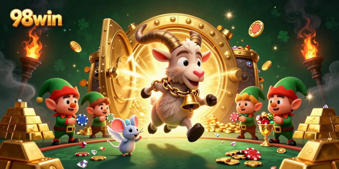 Experience thrilling games at 98win with lively characters in a vibrant casino setting.