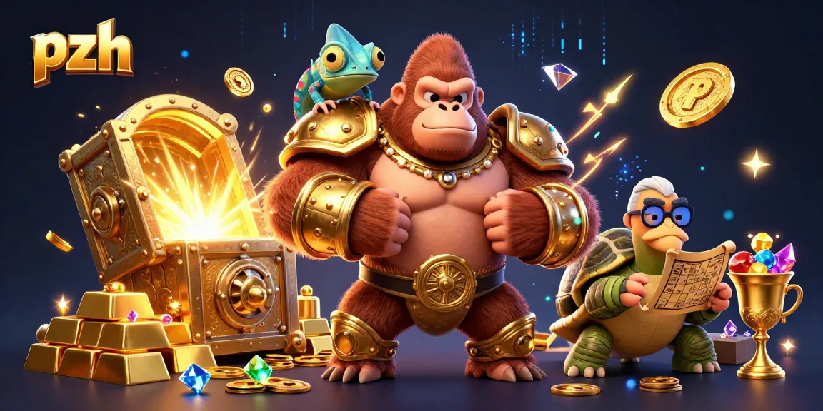 Engage in thrilling gameplay at pzh casino with a treasure-filled scene featuring colorful characters and rich casino elements.