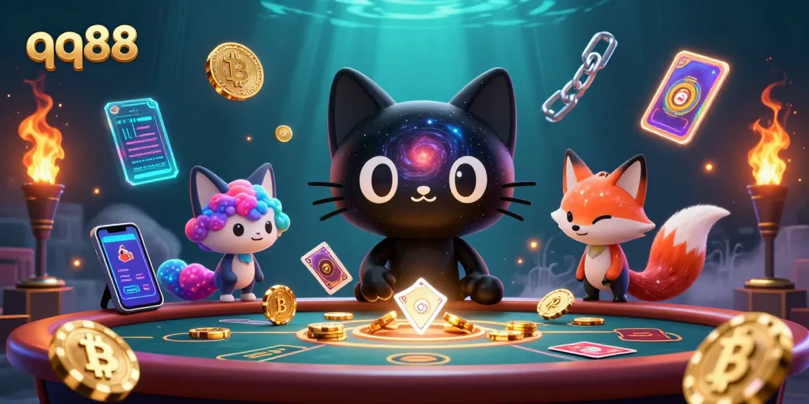 Engage in thrilling gaming adventures at qq88 with a playful cosmic casino scene.