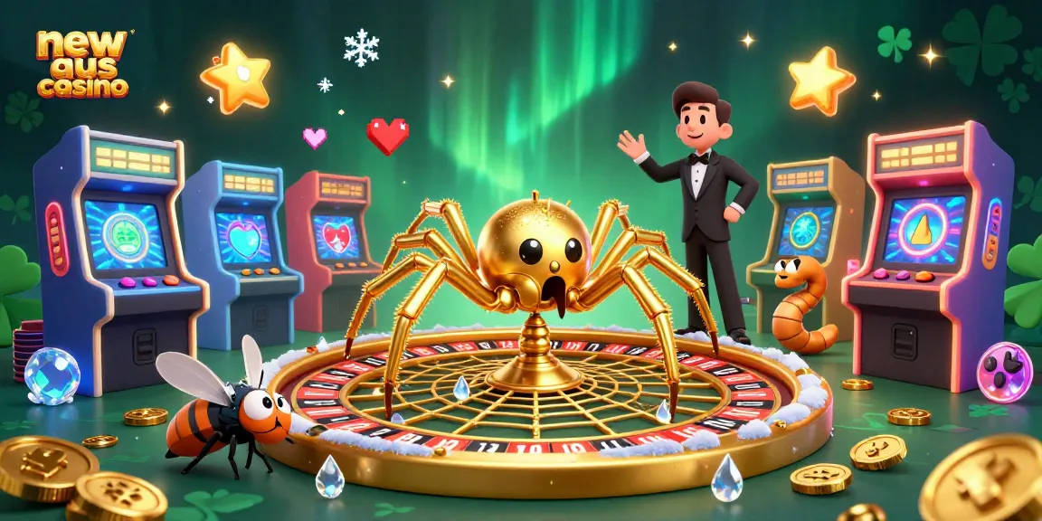 Bet on thrilling opportunities at new aus online casino with a golden spider and interactive elements.